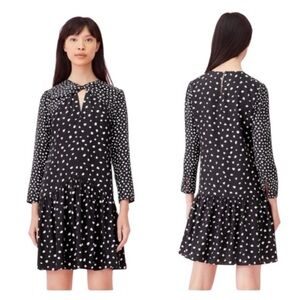 NWT! Rebecca Taylor Silk-Blend Nova Dot Jacquard Twist Neck Dress. Size 00.